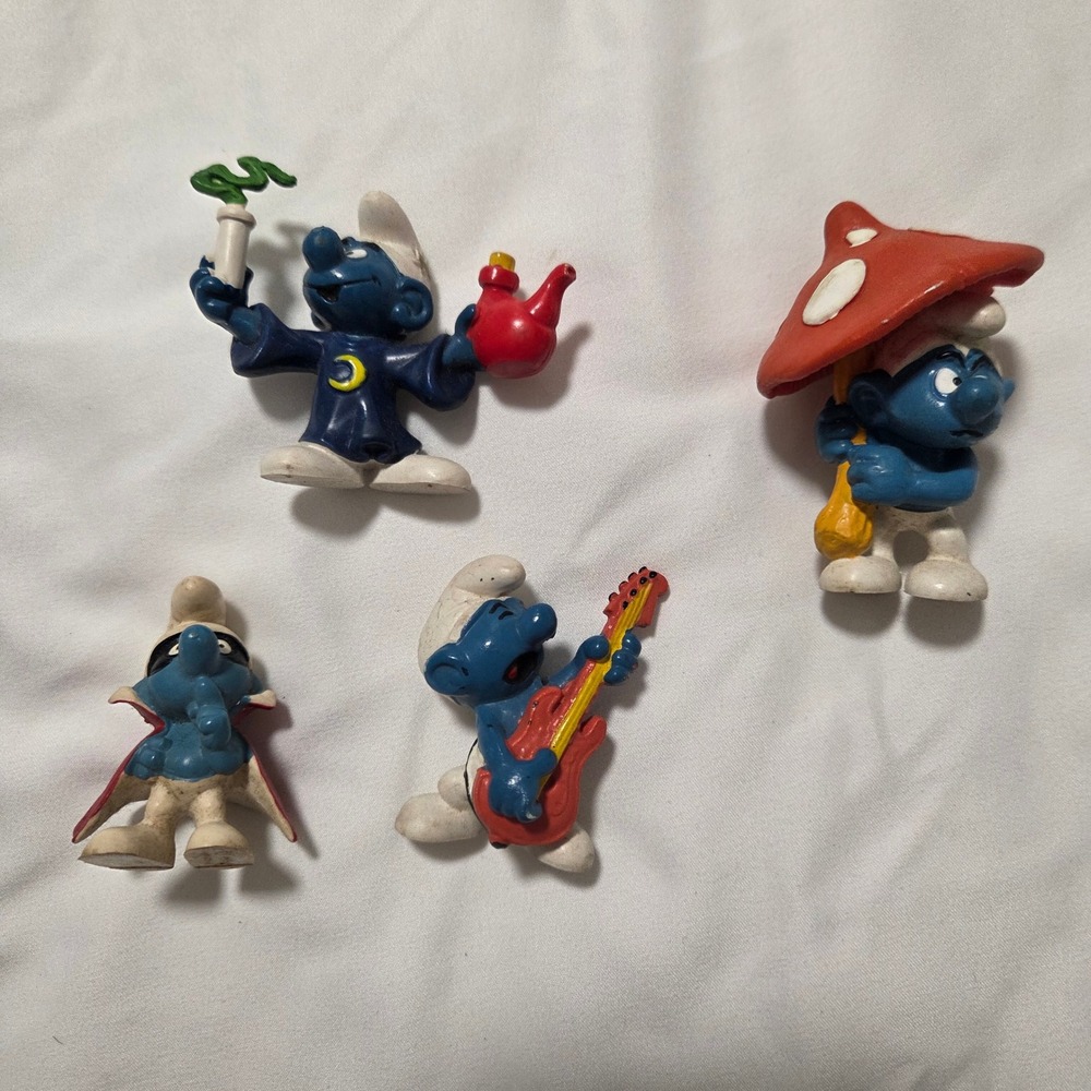 Vintage Schleich Peyo Smurfs PVC Figures Lot 1977 1979 Wizard Guitar Spy Toy
